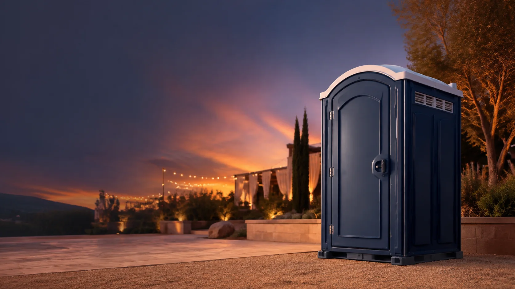 Portable restroom shown for rental planning in Monroe, LA